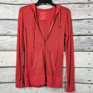 Maurices L Red Paisley Zip Hoodie
